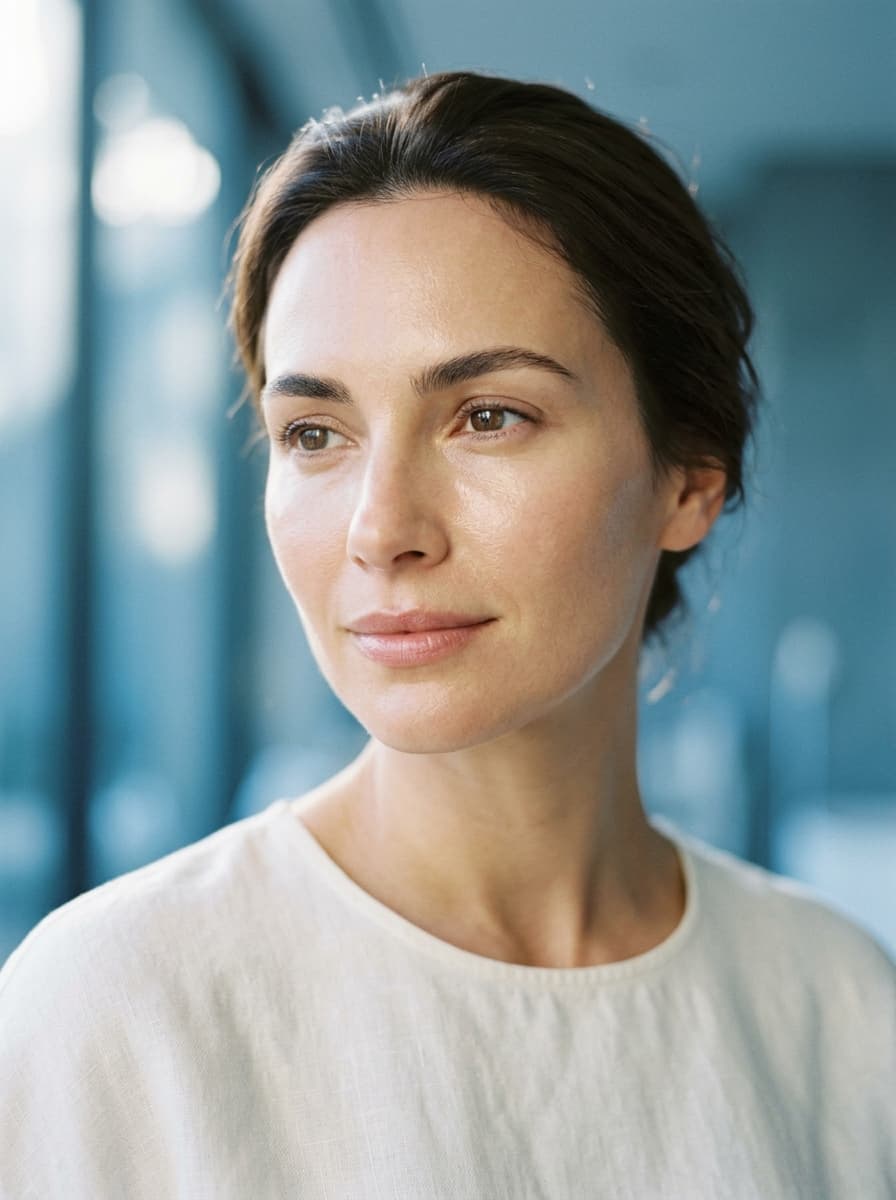 Serene woman with luminous skin — stem cell rejuvenation