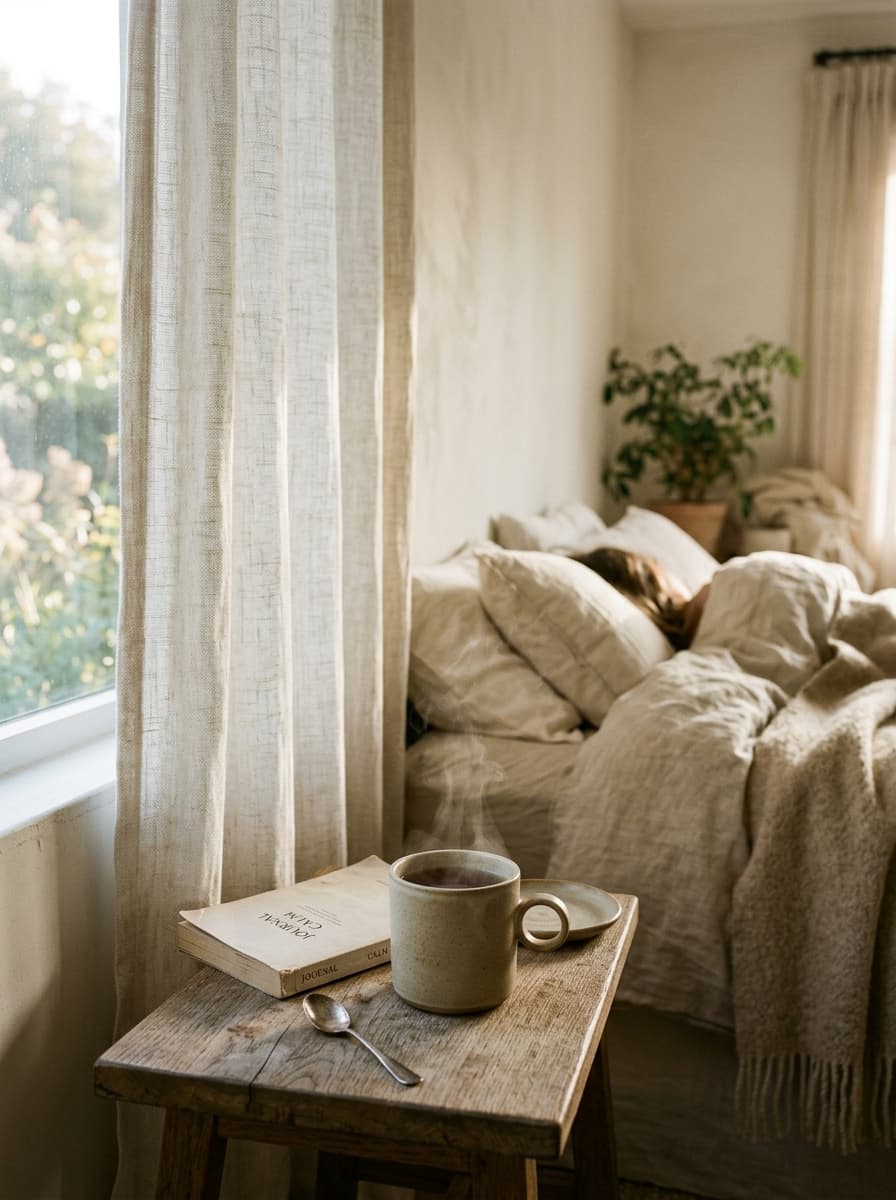 Steaming mug in soft morning light — chronic fatigue and long COVID