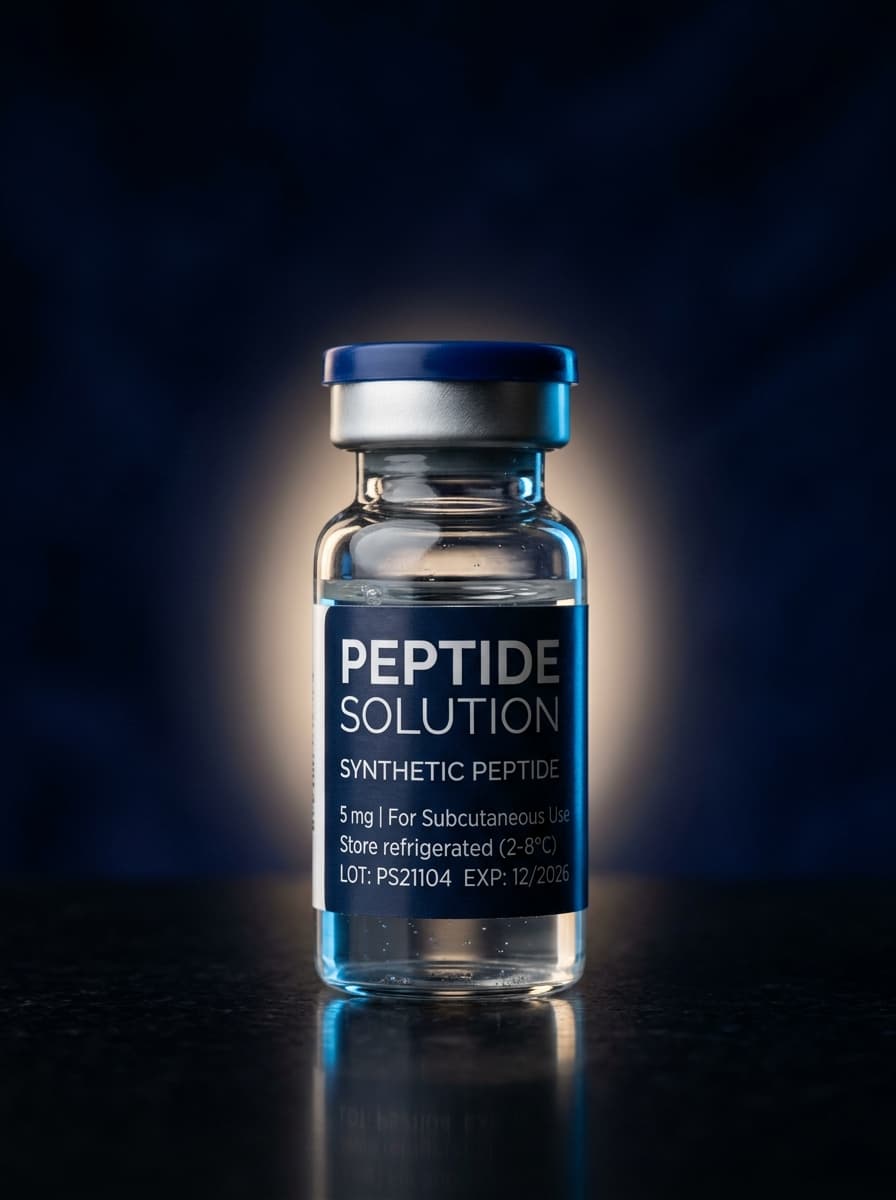 Peptide vial with halo of light